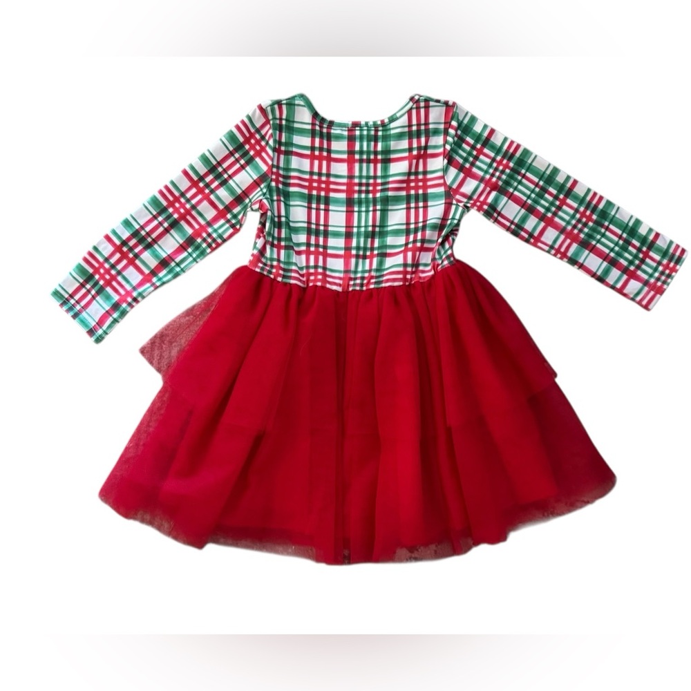 BMG Girls Christmas Dress Red Tulle Skirt Long Sleeve Holiday Party Size 6Y - Picture 2 of 6